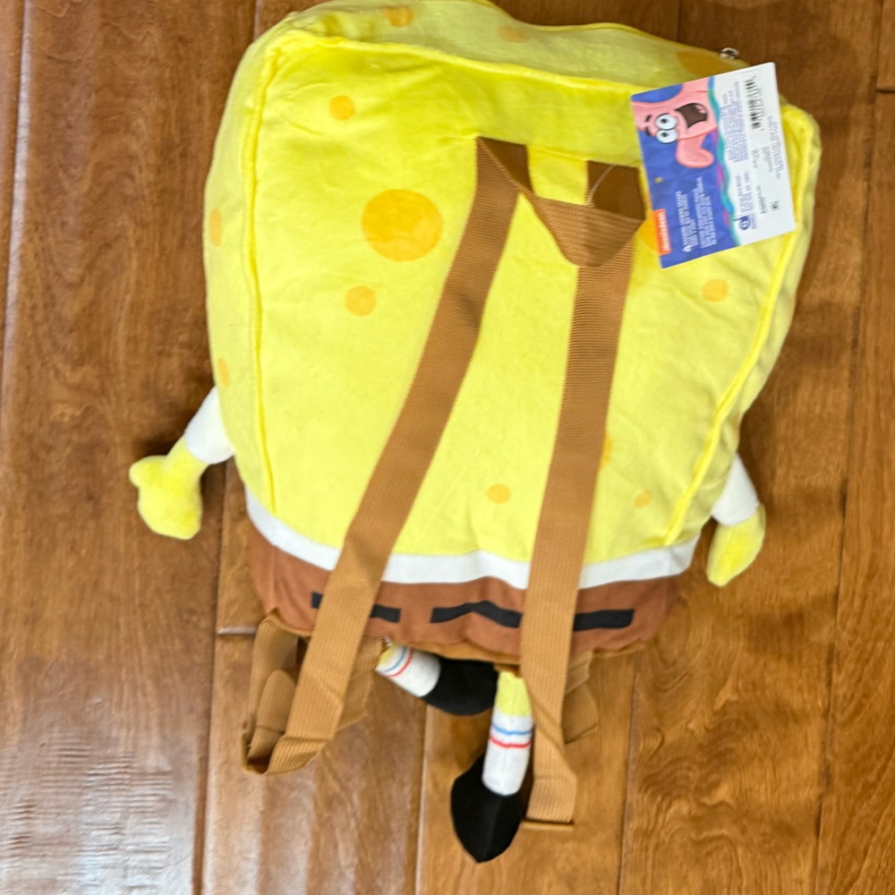 NWT SpongeBob SquarePants Plush Yellow Backpack - Picture 2 of 2